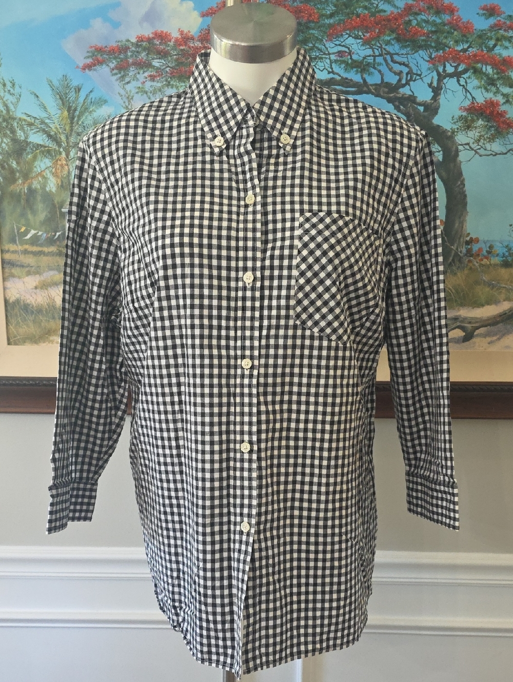 Ralph Lauren Black and White Gingham Button-Down Shirt
